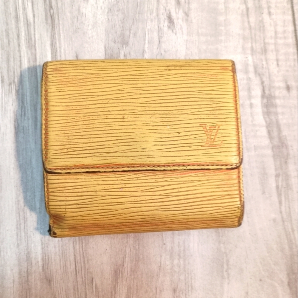 Louis Vuitton Authentic Bill Fold Wallet Yellow Epi Coin Pocket